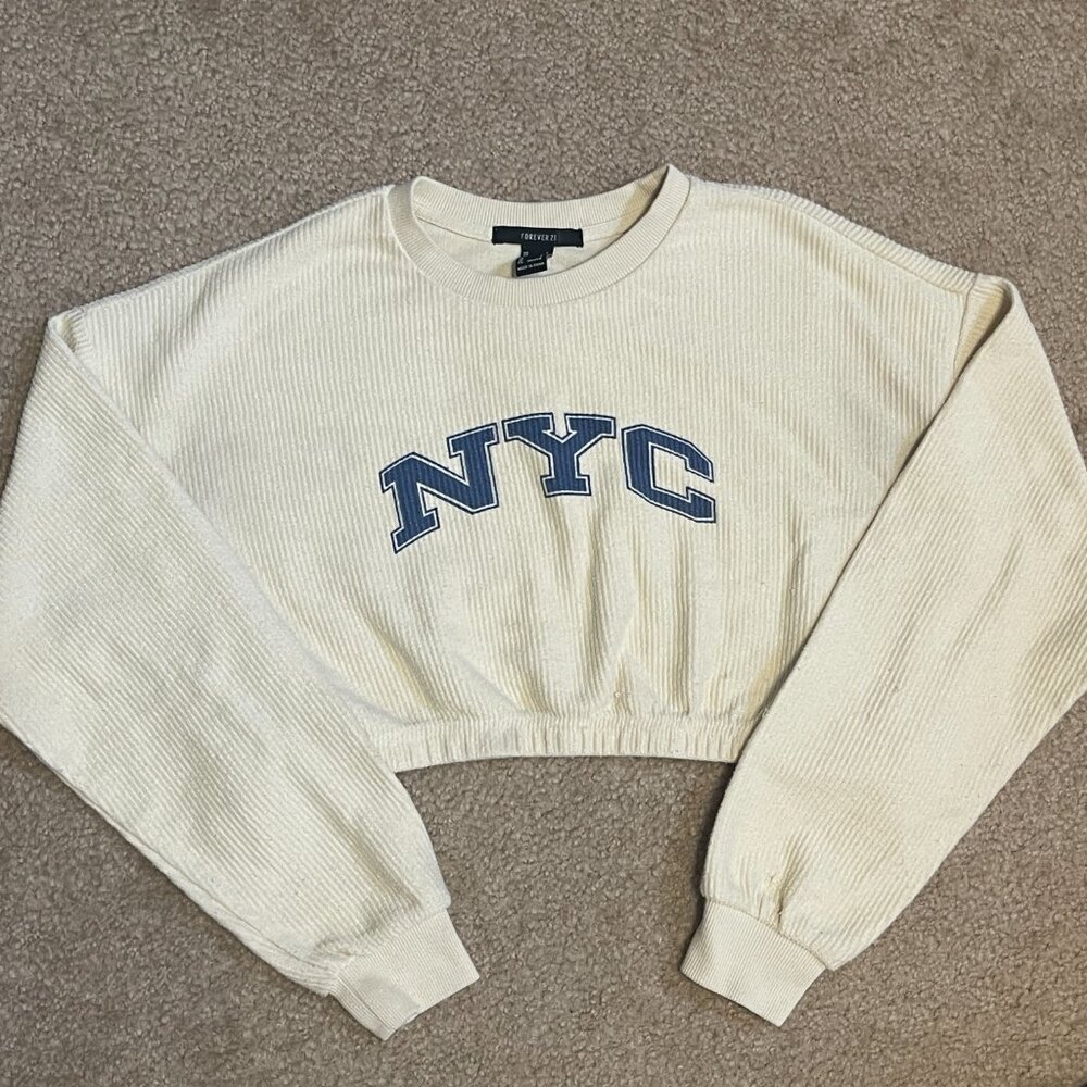Cropped Sweatshirt Cream-S-NYC